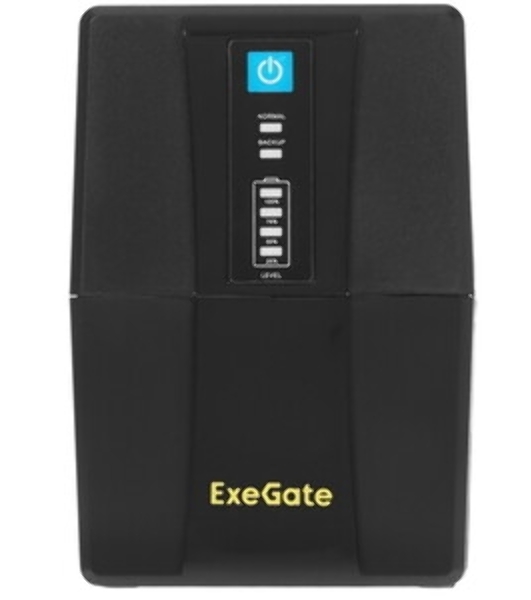 Источник бесперебойного питания ExeGate Power NB-850.LED.AVR.2SH.USB (850VA/510W, LED, AVR, 2*Schuko, USB, батарея 12V 9Ah, черный)