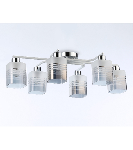 Светильник Ambrella light TR303207/6 WH/CH/SM/FR белый/хром/дымчатый/белый матовый E27*6 max 60W 710*400*200