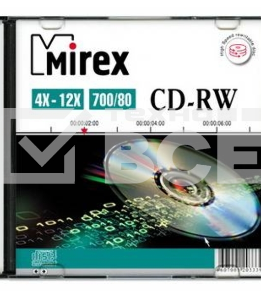 Диск CD-RW Mirex 700 Mb, 12х, Slim Case (1), (1/200)