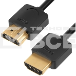 Кабель Greenconnect SLIM 1.5m HDMI 2.0, черный Slim, OD3.8мм, HDR 4:2:2, Ultra HD, 4K 60 fps 60Hz, 3D, AUDIO, 18.0 Гбит/с, 32/32 AWG, GCR-51595, фото 1