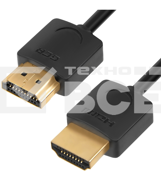 Кабель Greenconnect SLIM 1.5m HDMI 2.0, черный Slim, OD3.8мм, HDR 4:2:2, Ultra HD, 4K 60 fps 60Hz, 3D, AUDIO, 18.0 Гбит/с, 32/32 AWG, GCR-51595