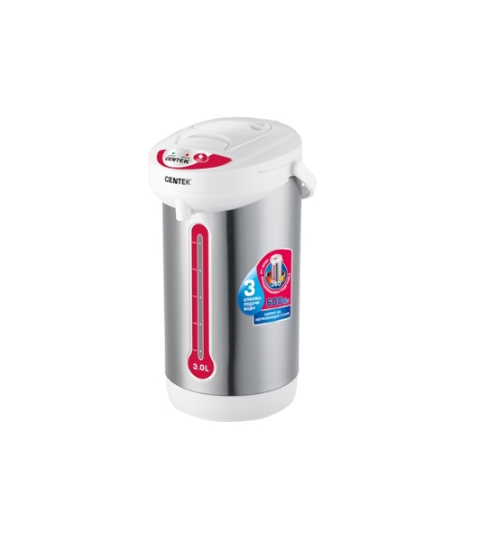 Термопот Centek CT-0080 белый, 3л, 600Вт, 3 способа подачи воды, корпус из нержавеющей стали