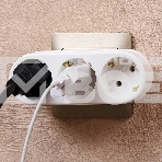 Тройник электрический линейный 6-10 А без заземления белый Rexant, фото3