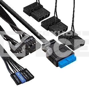 Компьютерный корпус Miditower ExeGate EVO-5001A-450NPX (ATX, БП 450NPX с вент. 12 см, 2*USB+1*USB3.0+HD Audio, черный, 3 вент.12см с RGB подсветкой, боковая панель - закаленное стекло)