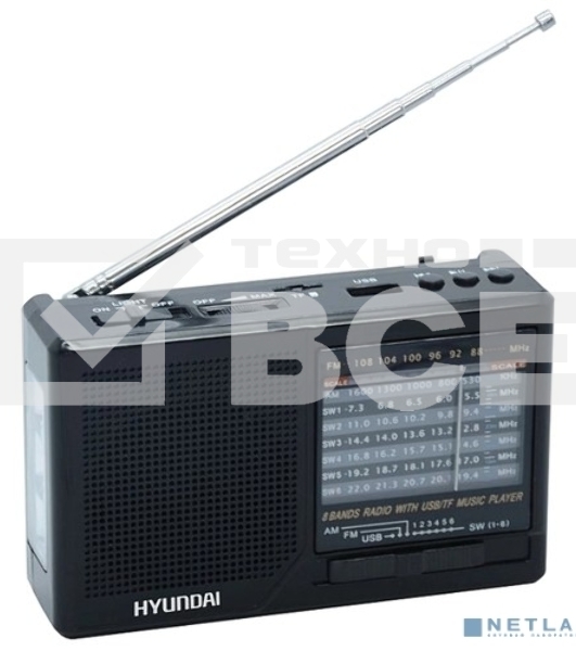 Радиоприемник портативный Hyundai H-PSR140 черный USB microSD