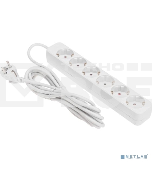 Удлинитель STANDARD 6 гнезд, 5м, 3х1,0мм², с/з, белый REXANT