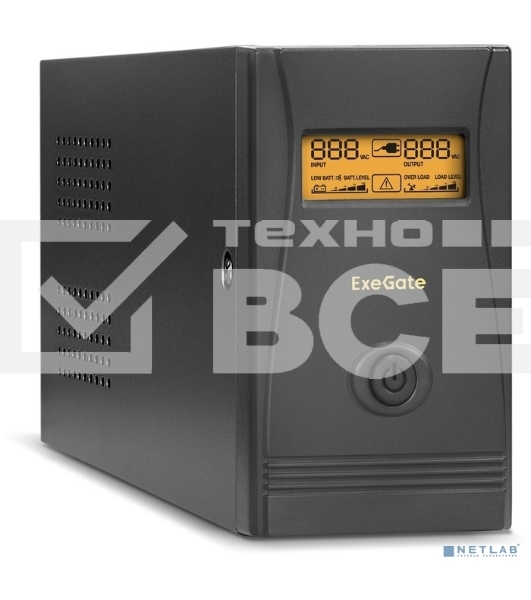 Источник бесперебойного питания ExeGate Power Smart ULB-850.LCD.AVR.EURO.RJ<850VA/480W, LCD, AVR, 2 евророзетки, RJ45/11, Black>