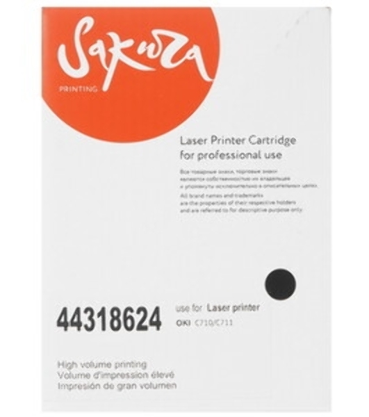 Картридж Sakura 44318624 для OKI C710, C711, черный, 11000 к.