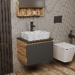 Комплект: тумба Bau Dream Blackwood графит 60, 1 ящик, раковина прямоугольная BAU Cerama 48х37, мрамор, смеситель Hotel Black, черный матовый, фото8