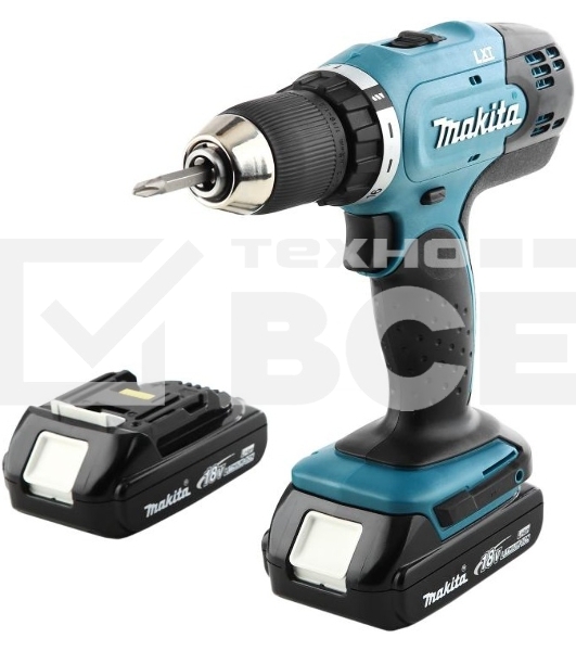 Дрель-шуруповерт Makita DDF453SYE Дрель ак {18В,2х1.5Ач Li-ion,БЗП-13мм,0-400\1300об\м,42\27Нм,1.8кг,чем}