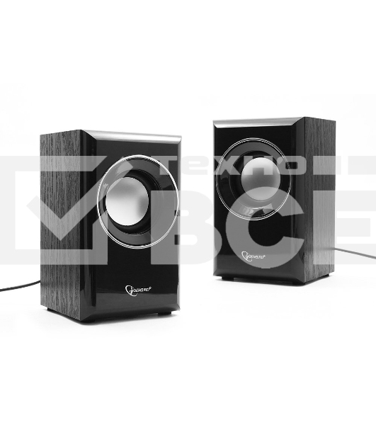 Колонки Gembird SPK-204, черный МДФ,2х3 Вт, регулятор громкости, USB