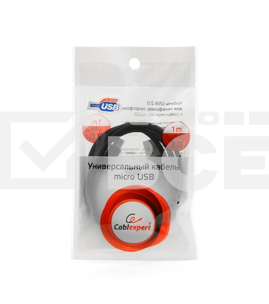 Кабель Gembird USB 2.0 Cablexpert CC-mUSB2bk1m, AM/microBM 5P, 1м, нейлоновая оплетка, алюминиевые разъемы, черный, пакет