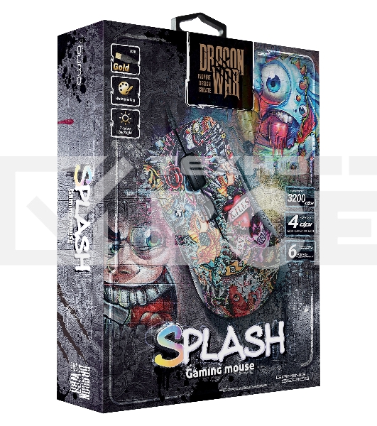 Мышь проводная Qumo Splash M40 черный, 3200 dpi, USB, кнопки - 6
