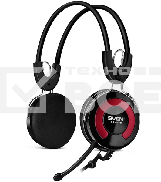 Гарнитура SVEN AP-540 с регулятором громкости черный/красный