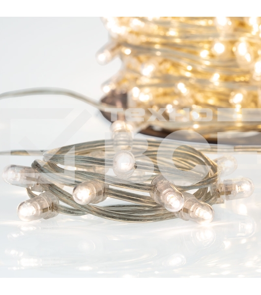 Гирлянда «LED Клип-лайт» 12 V, прозрачный ПВХ, 150 мм, цвет диодов теплый белый