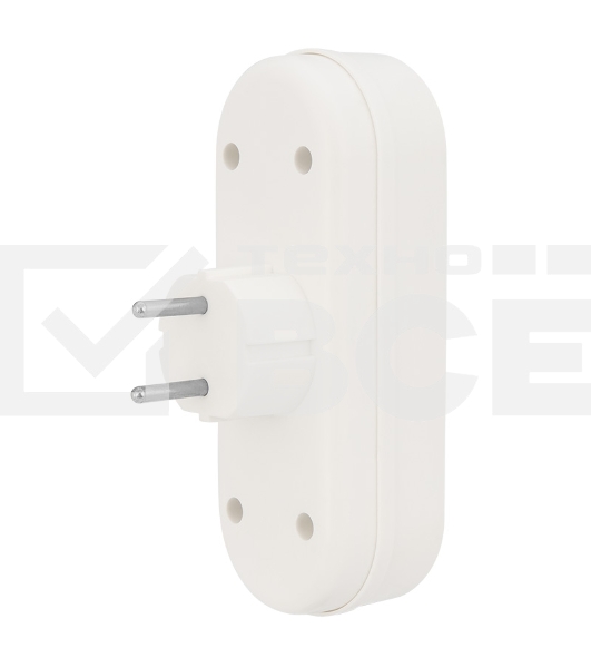 Тройник электрический линейный 6-10 А без заземления белый Rexant