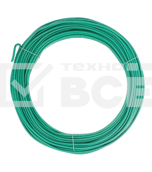 Проволока для подвязки Сибртех, стальная в ПВХ (зеленый) 25 м, внутр. 1,6 мм / внеш. 3,0 мм