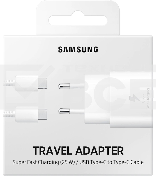 Сетевое зарядное устройство Samsung Adapter 25W Type C с кабелем белый (EP-TA800XWEGWW)