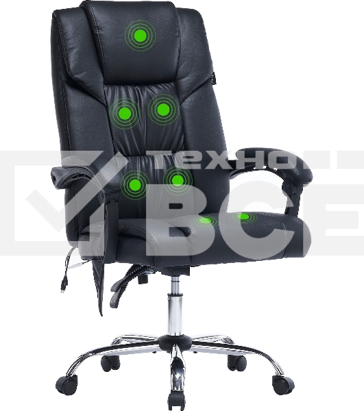 Кресло офисное Cactus CS-CHR-OC02M-BK черный, эко.кожа, крестов. сталь
