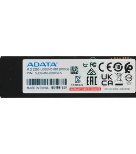 Накопитель SSD ADATA LEGEND 860, 2Tb, PCIe 4.0 x4, M.2 2280, NVMe, R/W 6000/5000, с радиатором