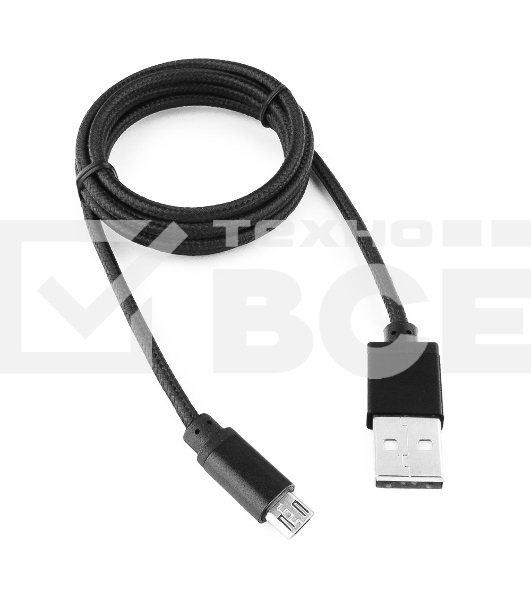 Кабель Gembird USB 2.0 Cablexpert CC-mUSB2bk1m, AM/microBM 5P, 1м, нейлоновая оплетка, алюминиевые разъемы, черный, пакет