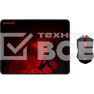 Мышь беспроводная + коврик Defender Redragon M601WL-BA черный, 2400 dpi, радиоканал, USB, кнопки - 6