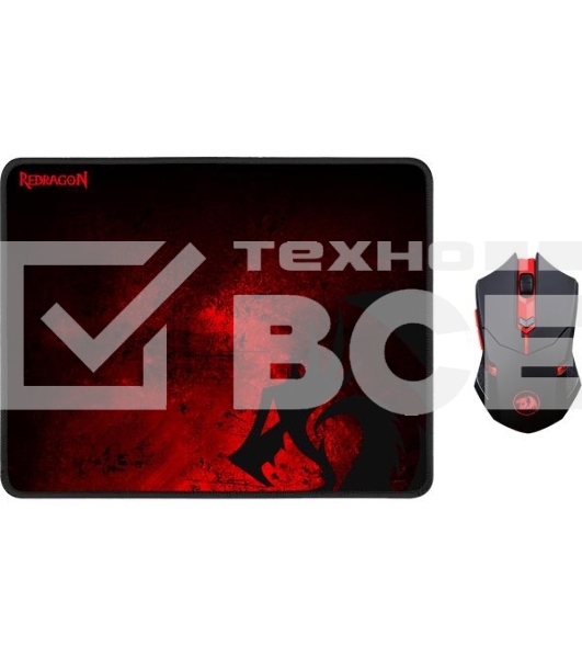 Мышь беспроводная + коврик Defender Redragon M601WL-BA черный, 2400 dpi, радиоканал, USB, кнопки - 6