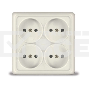 Розетка 4-м ОП Олимп без заземл. квадрат беж. UNIVersal 1170