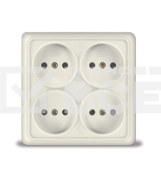 Розетка 4-м ОП Олимп без заземл. квадрат беж. UNIVersal 1170