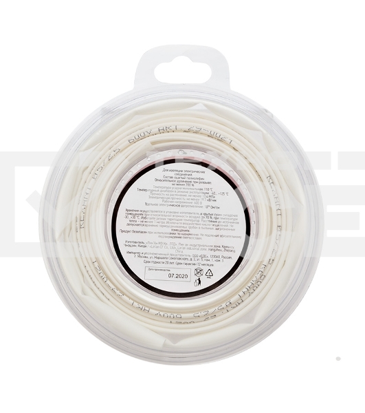 Трубка термоусаживаемая Rexant 5,0/2,5 мм белая, ролик 2,44 м