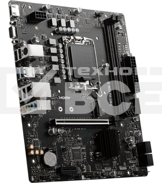 Материнская плата MSI PRO H610M-E, LGA 1700, Intel H610, 2xDDR5, 4xSATA, 1xM.2, 1xPCIe 4.0 x16, 1xPCIe 4.0 x1, 1xHDMI, 1xVGA, 1xRJ45 1Gb, 2xUSB-A 3.2 Gen 1, 4xUSB-A 2.0, 3x3.5мм, 7.1, mATX