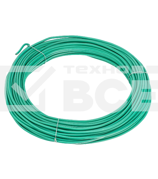 Проволока для подвязки Сибртех, стальная в ПВХ (зеленый) 25 м, внутр. 1,6 мм / внеш. 3,0 мм