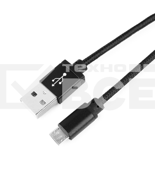Кабель Gembird USB 2.0 Cablexpert CC-mUSB2bk1m, AM/microBM 5P, 1м, нейлоновая оплетка, алюминиевые разъемы, черный, пакет