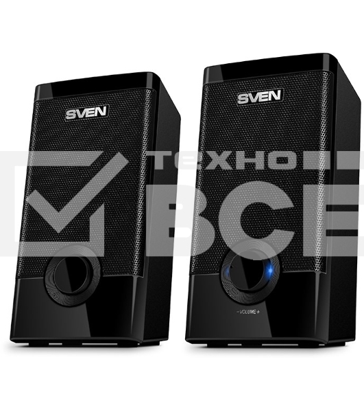 Колонки Sven 318 черный {USB-порт ПК, ноутбука или адаптер 5V DC}