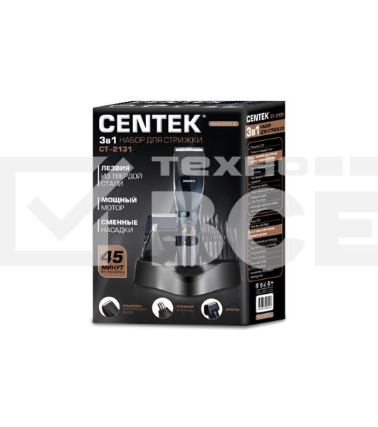 Машинка для стрижки Centek CT-2131 черный Набор для стрижки Centek CT-2131 (чёрн) 3 В1 + СТРИЖКА + БРИТВА + ТРИММЕР ДЛЯ НОСА