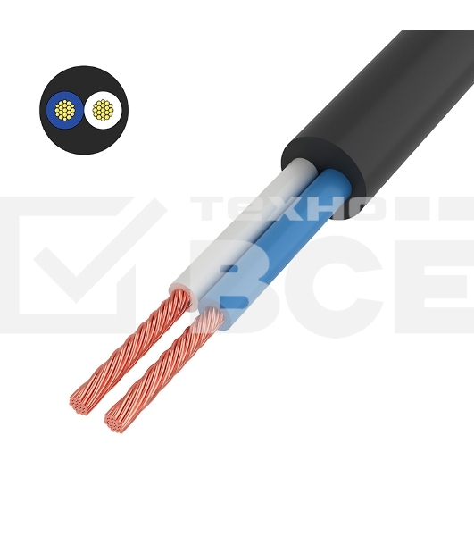 Провод соединительный ПВС Rexant 2x0,75 мм², черный, длина 20 метров, ГОСТ 7399-97