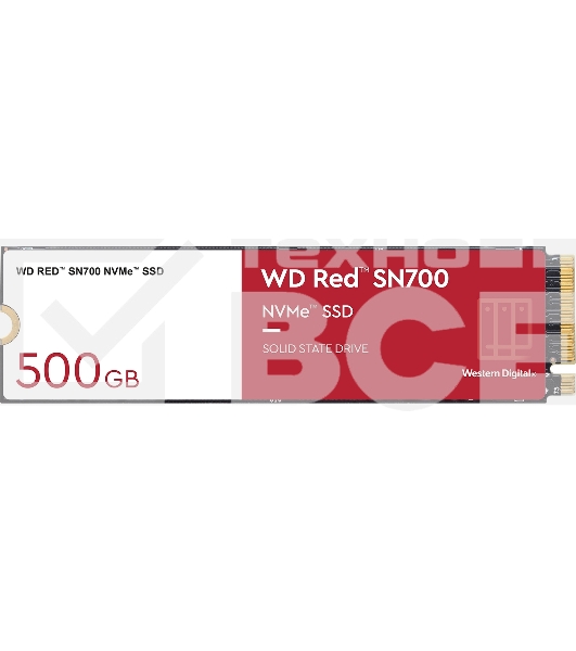 Накопитель SSD WD Red SN700 WDS500G1R0C, 500Gb, PCIe 3.0 x4, M.2 2280, NVMe, R/W 3430/2600