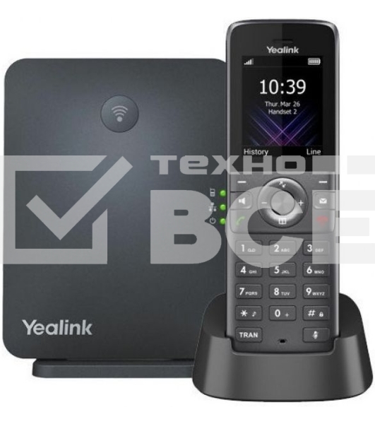 Телефон DECT-трубка Yealink W73P DECT (база W70B+трубка W73H) до 10 SIP-аккаунтов, до 10 трубок на базу, до 20 одноврем. Вызовов