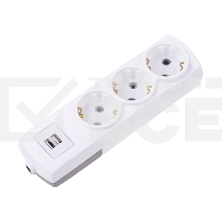 Удлинитель PREMIUM 3 гнезда, 3м, 3х1,5мм², с/з, 2 USB, белый Rexant