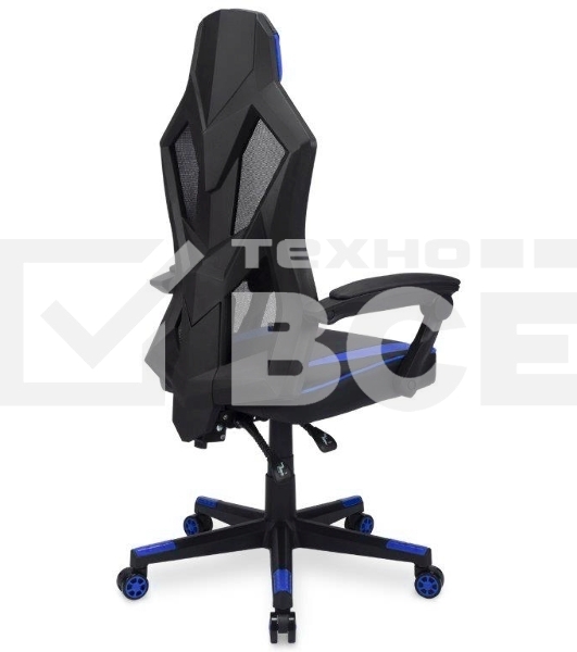 Кресло игровое Оклик 121G черный/синий сиденье черный/синий искусст.кожа/сетка с подголов. крестов. пластик черный