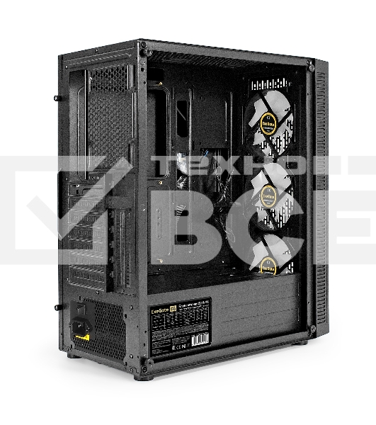 Компьютерный корпус Miditower ExeGate EVO-5001A-500NPX (ATX, БП 500NPX с вент. 12 см, 2*USB+1*USB3.0+HD Audio, черный, 3 вент.12см с RGB подсветкой, боковая панель - закаленное стекло)
