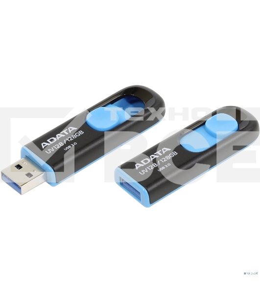 Флеш диск 128GB ADATA UV128, USB 3.0, черный/синий