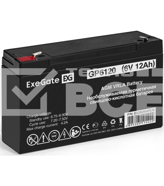 Батарея ExeGate GP6120 (6V 12Ah), клеммы F1