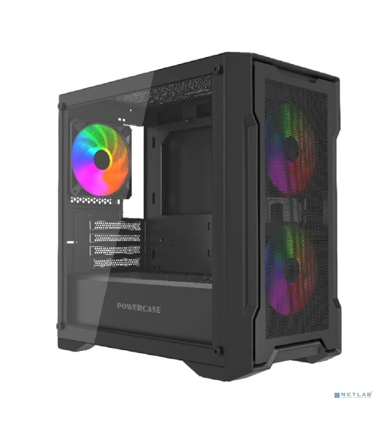 Компьютерный корпус Powercase Mistral Micro X3B ARGb, Tempered Glass, 3x 120мм ARGb PWM Fan, черный, mATX (CMMXB-A3)