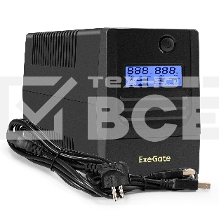 Источник бесперебойного питания ExeGate Smart LB-850.LCD.AVR.4C13.USB (850VA/510W, LCD, AVR, 4*C13, USB, батарея 12V 9Ah, черный)
