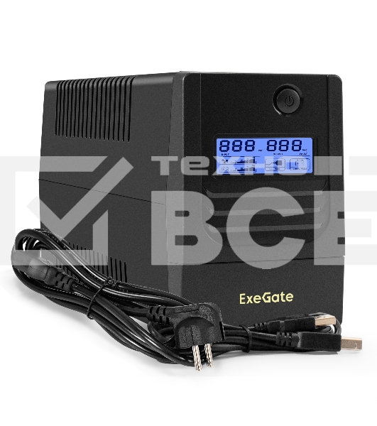 Источник бесперебойного питания ExeGate Smart LB-850.LCD.AVR.4C13.USB (850VA/510W, LCD, AVR, 4*C13, USB, батарея 12V 9Ah, черный)
