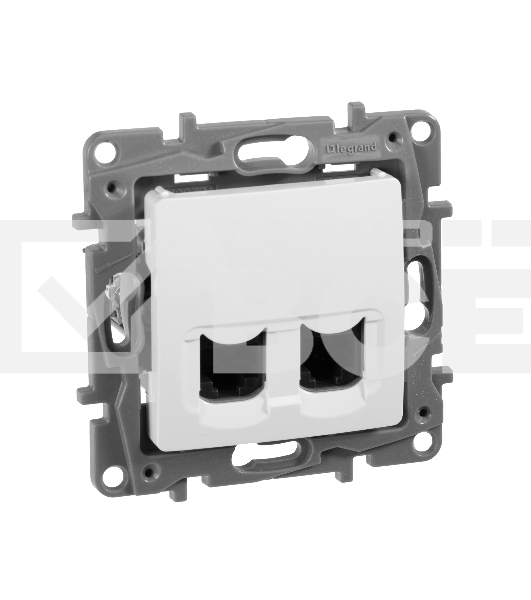 Двойная розетка RJ 45 - категория 5е - UTP - Etika - белый