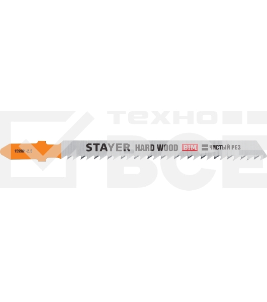 Полотна для эл/лобзика STAYER T101BF, Bi-Metal, по твердому дереву, Т-хвостовик, шаг 2,5мм, 75мм, 2шт, STAYER Professional