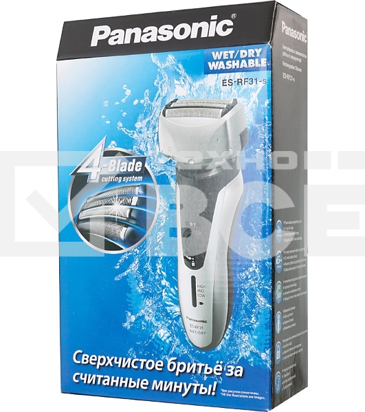Электробритва Panasonic ES-RF31-S520 сух./влаж. брит, сам. под стр. воды, аккум., триммер, стой. для зарад., 3 ступ. инд. зар. 4 дугооб. сеток