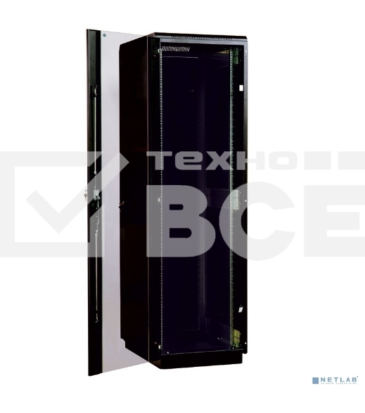 Шкаф телекоммуникационный напольный 42U (600x1000) дверь стекло (3 места), черный